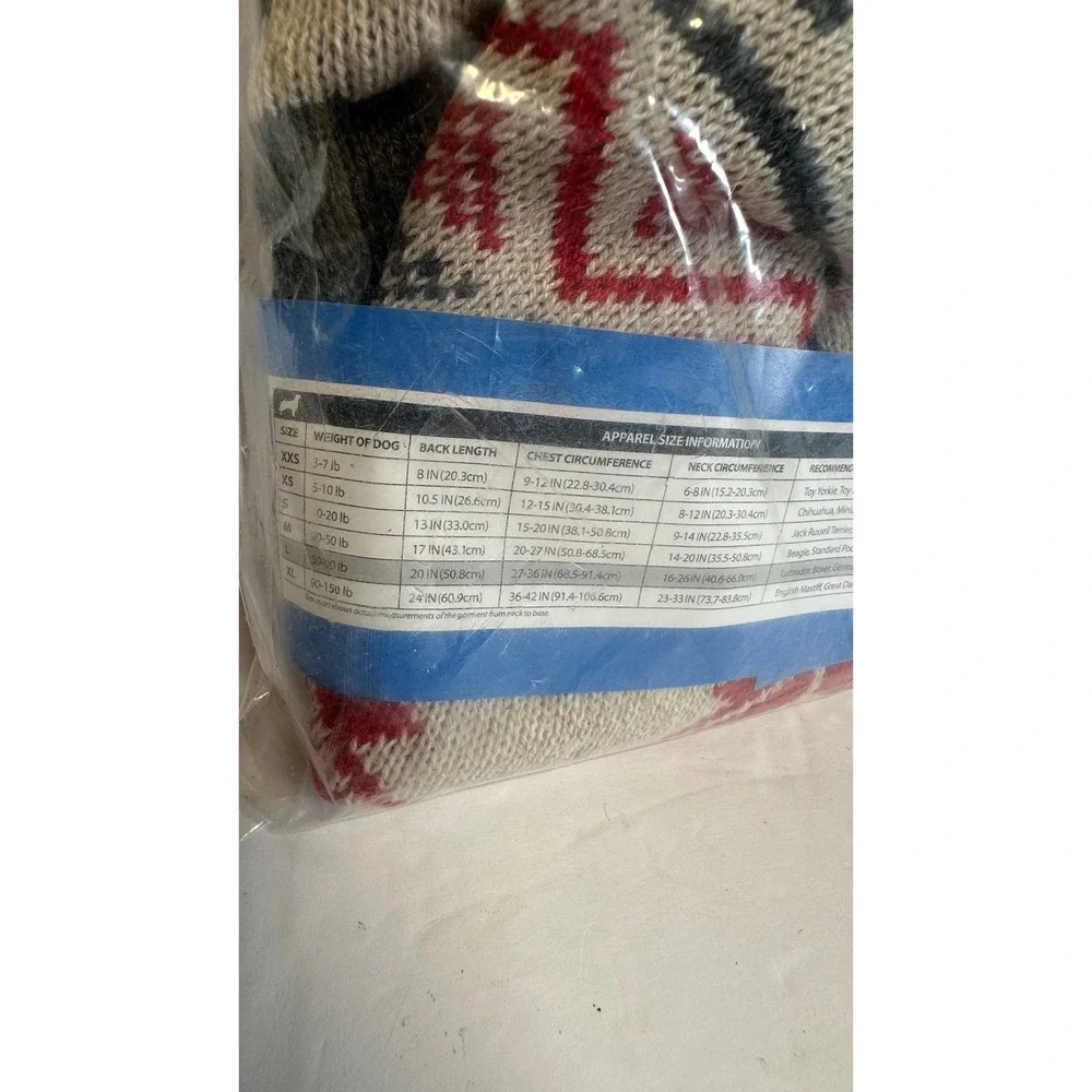 Vibrant Life Holiday Sweater Dog Size L Red Oatmeal New Reindeer Fair Isle Knit